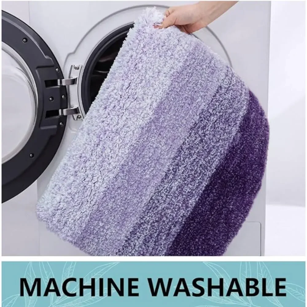 3 Piece Bath Mats, Extra Soft and Absorbent Bathroom Rugs Set - Dark Purple